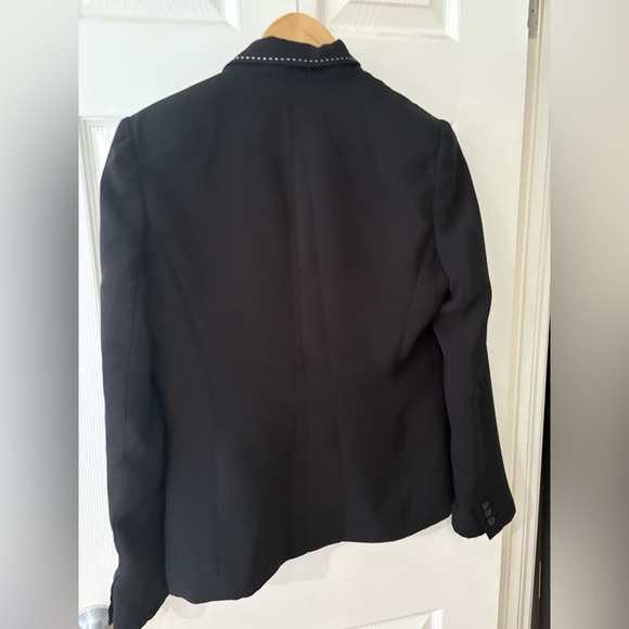 Isaac Mizrahi black structured blazer white stitch detail size 8 - Picture 3 of 9